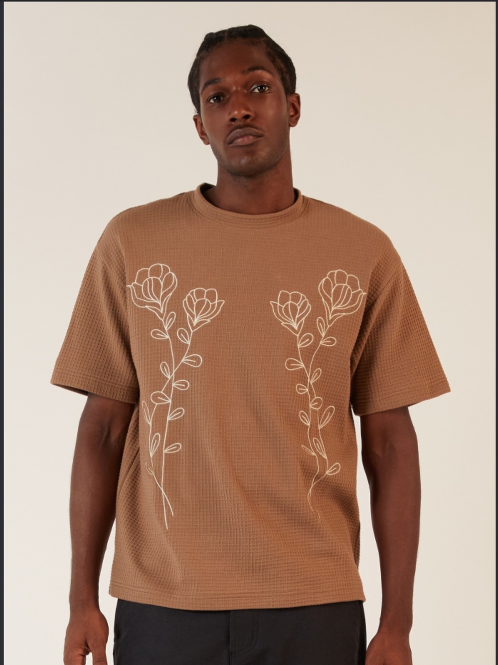 Men's Pacsun Branches Brown Waffle-knit T-shirt